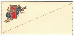 David Pearson: Japanese lady and flowers on a decorative envelope