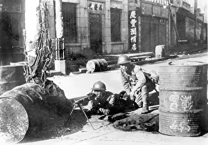 Mukden: Japanese machine gun in Mukden, 1931