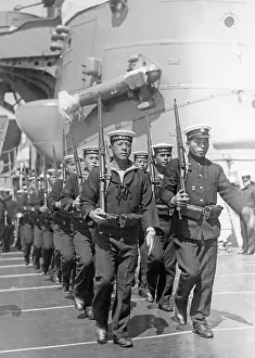 Kieler: Japanese sailors on deck, 1930s