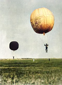 Practicing: Japanese sailors practicing balloon jumping