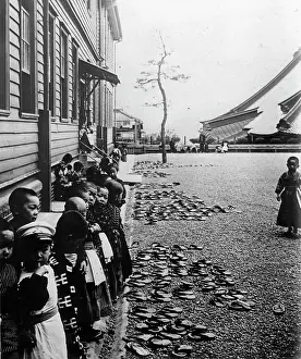 Schoolchild: In front of a japanese school building