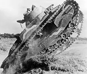 Climbs: Japanese tank during a maneuver, 1930s