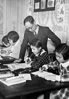 Taught: Japanese teacher with his pupils, 1936