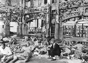 Sizeable: Japanese troops resting in railway station after