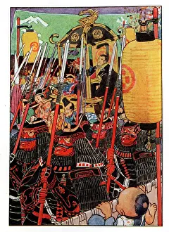 Mikado: Japanese warriors in red and black armour