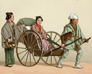 Kimono: Japanese woman in rikshaw
