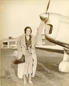Hatfield: Jean Batten in her Percival Gull at Hatfield