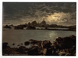 Corbiere: Jersey, Corbiere Lighthouse by moonlight, Channel Islands, E