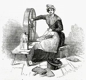 Englishwoman: Jersey Spinning Wheel