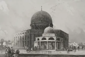 Tierra: Jerusalem. Dome of the Rock. Engraving by Ransonnette