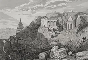 Aubert: Jerusalem. Valley of Josaphat. Engraving by Aubert