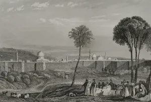 Minarets: Jerusalem. Wall. Engraving by Emile Rouargue
