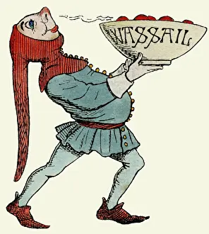Cider: Jester carrying a wassail bowl
