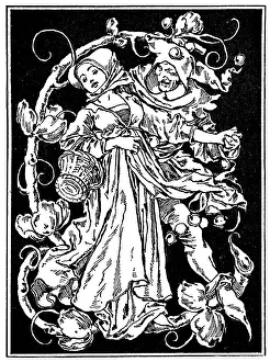 Seducing: Jester seducing young woman