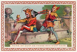 Jokers: Two jesters on a Christmas card