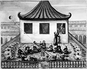 Telescope: Jesuit Missionaries in Siam projecting image of
