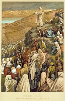 Preaches: Jesus Christ preaching the Sermon on the Mount