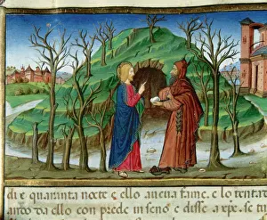 Demon: Jesus in the desert is tempted by the devil that takes him t