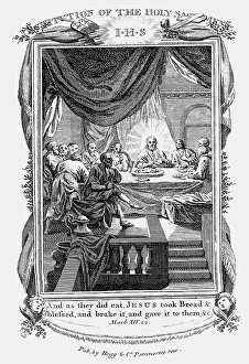 Supper: Jesus and his discipes at the Last Supper. Bible
