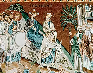 Olive: Jesus entry into Jerusalem. Mosaic. Palace of the Normans