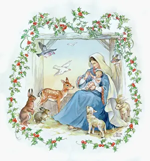 Cloke: Jesus and Mary with animals and birds