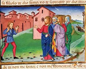 Demon: Jesus meets a man possessed by evil spirits.Codex of Predis