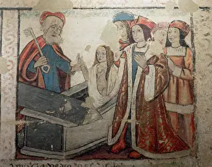 Risen: Jesus resurrected forgiving Saint Peter. Central nave of the
