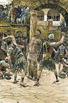 Scourged: Jesus scourged on the face. John:9. Illustration