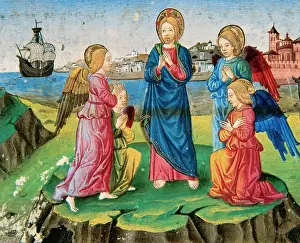 Predis: Jesus, after being tempted by the devil, is surrounded by an