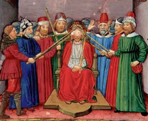 Wound: Jesus is tortured by the soldiers. Codex of Predis (1476). I