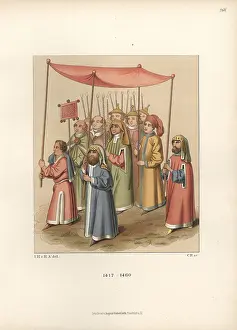 Iilustration: Jewish religious procession from the 15th century