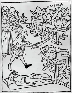 Baiting: Jews are tortured on wheels, 1475