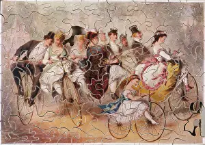 Jigsaw: Jigsaw of wedding party on bicycles