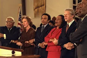 Anthems: Jimmy Carter and Rosalynn Carter sing with ?