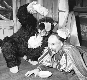 Freda: Jimmy Edwards and cat in a pantomime, Puss in Boots