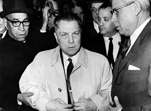 Attorneys: Jimmy Hoffa, surrounded by attorneys and ?