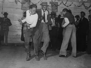 Juke: Jitterbugging in Negro juke joint, Saturday evening, outside