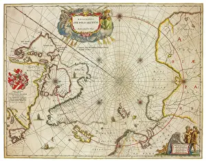 Novus: Joan Blaeu, Arctic Map, North Pole, 17th Century