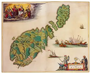 Cartographic: Joan Blaeu, Malta Map, 17th Century