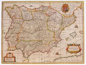 Cartographic: Joan Blaeu, Spain Map, 17th Century