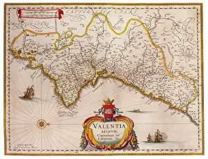 Cartographic: Joan Blaeu, Val uncia Map, 17th Century