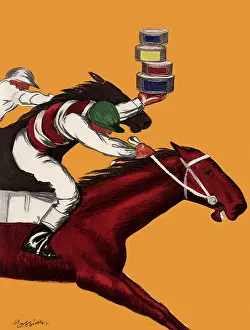 Cans: Jockey on Horseback holding Cans