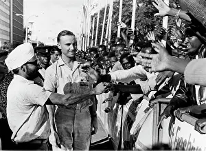 Athe: Joginder Singh and Bev Smith shaking hands with