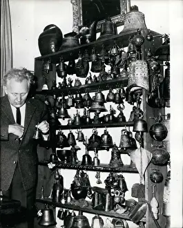 Liese: Johannes Liese, composer, with bell collection, Berlin