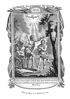 1808: John the Baptist baptising Jesus. Bible Mark