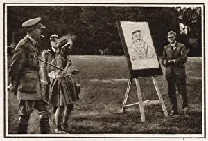 Nov20: John Hassall sketching for the Red Cross, WW1