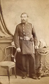 London Fire Brigade: John Howard, Victorian fireman, in studio portrait