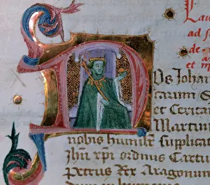 Sceptre: John I (1350-1396). King of Aragon (1387-1396). Miniature. D