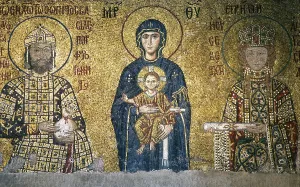 Donation: John II Comnenos and Empress Irene. Mosaic
