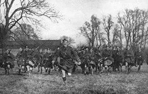 Kilted: John Lauder, son of Harry, leading practice charge, WW1